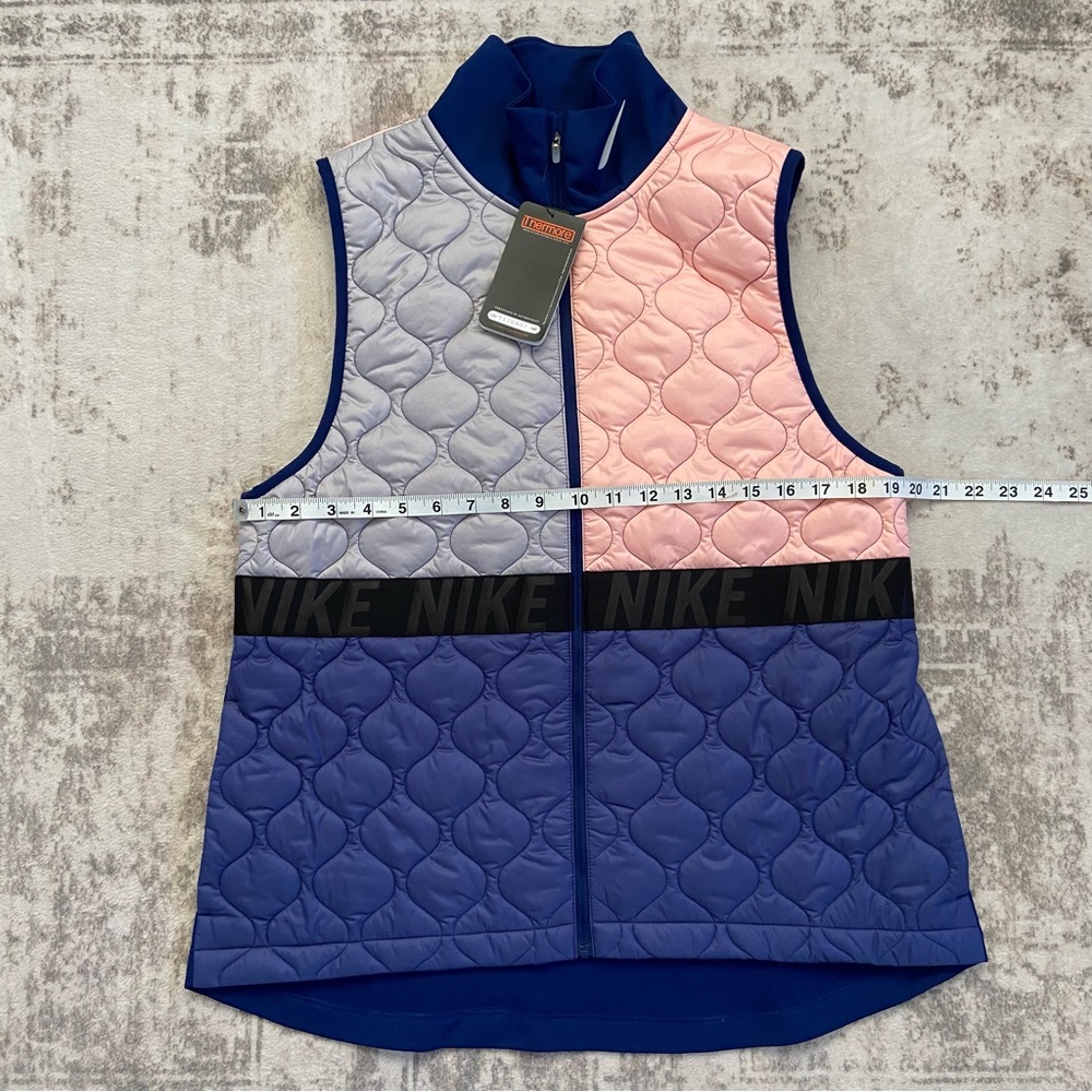NWT Women’s Nike Aerolayer Quilted‎ Running Vest Pink Grey Navy Size Large - Picture 10 of 16